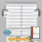 Persilux Cordless Zebra Blinds for Windows Free-Stop Roller Shades for Windows (49" W x 72" H, White) Dual Layer Window Treatments Room Darkening Roller Blinds for Home, Office and Kitchen