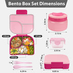 TinyPalsa Bento Box for Kids with 10oz Thermos, Durable Lunch Box with Leak Proof Insulated Food Jar, 3 Compartments with Portable Handle for Ages 3+, Dishwasher Safe, Ideal for School, Travel (Pink)