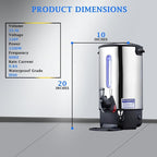 Commercial Electric Kettle Warmer Stainless Steel Hot Water Dispenser Hot Water Boiler And Warmer with Faucet Quick-Temp or Boil for Tea Coffee 1500W 15.4 Liter Capacity