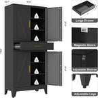71" Tall Pantry Storage Cabinet with Drawer and Adjustable Shelves, Freestanding Tall Kitchen Cupboard Storage Cabinet for Kitchen,Dining Room, Living Room, Black