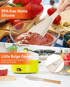 Multifunction Spatula Spoon for Nonstick Cookwares, Great for Cooking and Serving, Sturdy BPA-Free Matte Silicone, Wood Handle Spatula for Mixing, Scoop, and Scrape, Khaki(2 pack,11.4" & 13.4")