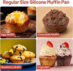 CAKETIME Silicone Muffin Pan, Metal Reinforced Frame Regular Size Cupcake Pan Easy to Move Muffin Pans Nonstick 12 Cups for Baking (2)