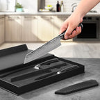 3 Piece Japanese Knife Set,Ultra Sharp Chef Knife Kitchen Cooking Knife Paring Knife German High Carbon Stainless Steel with Sheaths Wooden Handle for Home Outdoor Gift Idea
