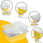 40 Pack 7.2"×5"×1.8" Gold Aluminum Foil Pans with Lids Heavy Duty, 1.5 LB Foil Food Containers with Lids, Disposable Tin Foil Pans for Baking, Meal Prep, Freezer, Heating and Takeout