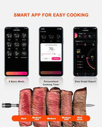 Wireless Meat Thermometer with 2 Probes & 800Ft Range - Smart Bluetooth BBQ Grill Thermometer with Standalone Base, NIST Certified ±0.5°F Accuracy, Backlit Display for Oven, Smoker, Kitchen Cooking
