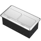 KYHSHJ Dual Pop-Up Floor Electrical Outlet Box Kit，20 Amp Stainless Steel USB TR Receptacle Outlet，3-Port RJ45 Datacom Receptacle，Waterproof Gasket with IP44 Waterproof Rating，ETL Listed, Silver