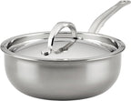 Hestan - NanoBond Collection - Titanium Stainless Steel Saucier Pan with Lid, Induction Cooktop Compatible, 2-Quart