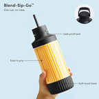 Beast Mighty 850 Plus | Premium Compact Personal Blender | Smoothies, Shakes, Dressings, Sauces | Blends Ice and Frozen Fruit | New XL Vessel | Extra Vessels, Lids and Straws | 850W (Carbon Black)