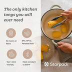 Starpack 'Get a Grip' Silicone Kitchen Tongs for Cooking 9 Inch - BBQ Silicone Tongs for Grill Heat Resistant to 600°F - Stainless Steel Utensils with Non Stick Rubber Tips for Serving Food