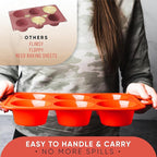 [2 PACK] Jumbo Muffin Pan, 3.5" Large Muffin Pan 6 Cup - Silicone Jumbo Muffin Tin for Baking BPA Free Non Stick - RED