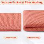 Homaxy 100% Cotton Waffle Weave Kitchen Dish Towels, Ultra Soft Absorbent Quick Drying Cleaning Towel, 13 x 28 Inches, 6-Pack, Coral