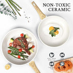 GiPP Ceramic Nonstick Frying Pan with Lid - 10" Healthy Non-Toxic Non Stick Skillet Omelette Pans, Induction Compatible Chef Pan, PFAS & PFOA-Free, Dishwasher Safe, Stay Cool Handles