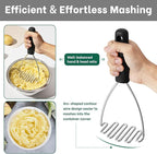 Beneno Stainless Steel Wire Potato Masher, Heavy Duty Sturdy Easy Grip Masher Kitchen Tools with Non-Slip Soft Rubber Handle, Effortless Mashing Tool for Potatoes, Avocados, Dishwasher Safe, Rustproof