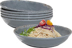 Melamine Pasta Bowls Set,6 Piece 9.25 inch Vintage Melamine Pasta/Salad/Ramen/Noodle/dinner/Fruit Bowls, Set of 6,Unbreakable Large Shallow Serving Bowls set,Cool Grey…