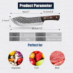 ROCOCO Butcher Knife for Meat Cutting Hand Forged 7" Sharp Full Tang Kitchen Meat Cleaver Cooking Knives for Home Outdoor Camping BBQ Christmas Father's Day Gift Idea Men