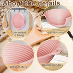 Upgraded Silicone Sourdough Bread Proofing Basket with Handles - Reinforced Rim Support, 9 Inch Non-Stick Round Dough Foldable Bowls for Sourdough Bread Baking, Oven & Dishwasher Safe-BPA Free (Pink)