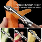 JUSEEPO Premium Vegetable Peeler, I Type Swivel 304 Stainless Steel Blade Comfortable Solid Wood Handle, Practical Gift for Restaurant Baking Chef Woman for Veggie, Fruit, Potato(Hard Maple)