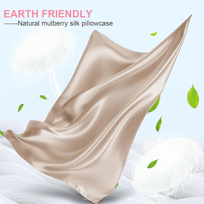 Silk Body Pillow Cover with Zipper, Mulberry Silk Pillow Cases Body Size Ultra Smooth and Soft Breathable Cooling Silk Satin Body Pillowcase for Hair and Skin (20x54 Inches, 1 Pack)