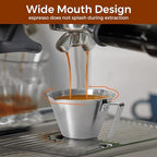 2 Pcs Espresso Cups with Handle, Double Spout Metal Measuring Cup with Dual Scale, Stainless Steel Espresso Shot Cup with V-Shaped Mouth, 3.4oz/100ml(White)