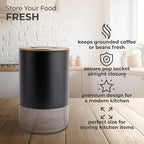 Kaffe Glass Coffee Canister (8oz) w/Airtight Lid - Click to Release Seal - BPA Free Glass & Stainless Steel - Elegant Kitchen Storage Container for Coffee, Nuts, Rice, Flour, Sugar, Tea, Cereal