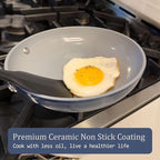 3.5QT Nonstick Ceramic Sauce Pan with Lid, Quick & Even Heat Distribution PFAS-Free Non Toxic Cooking Pot for Rice/Soup/Sauces, All Stovetops Compatible, Oven Safe 500°F, Caribbean Blue