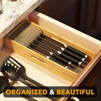 SpaceAid Knife Drawer Organizer Bamboo Insert Dock, Kitchen Steak Knives Holder Organizers Block for Drawer in Storage Organization (Small)