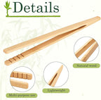 50 Pcs Bamboo Toast Tongs 7 Inch Wood Kitchen Utensil Toaster Tongs for Cooking Catering Buffet Appetizer Wedding Party Supplies