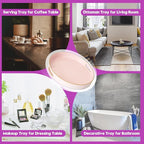 Gifturbo Matte Pink Decorative Serving Tray,Round Serving Trays with Handles, Coffee Table Tray Ottoman Round Plastic Trays for Living Room, Bathroom