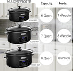 HOMECOOKIN 8 Quart Programmable Slow Cooker, Kitchen Appliances, Perfect Kitchen Small Appliance for Family Dinners, Black Stainless Steel