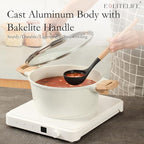 ESLITE LIFE Nonstick Stock Pot with Lid, 3 Quart Granite Casserole Small Soup Pot Pasta Cooking Pot, Induction Compatible, PTFE & PFOA Free, White