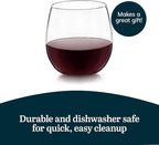 Libbey Stemless Red Wine Glasses, 16.75 Oz Classy, Wide Bowl Stemless Wine Glasses Set of 8, Chip Resistant Glasses Drinking Set for Get-Togethers