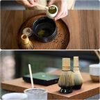 HARFINGTON Ceramic Chasen Stand 65mm Matcha Whisk Holder, Traditional Matcha Tea Chasen Holder, Black