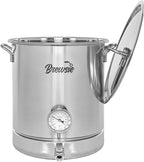 BREWSIE Stainless Steel Home Brew Kettle w/Dual Filtration. Equip with False Bottom Thermometer and Ball Valve for Brewing (8 Gal/ 32 QT)…