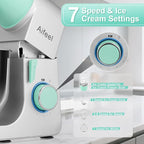 Aifeel Stand Mixer, 6.5QT Mixer with Ice Cream Maker Attachments, Kitchen Electric Mixer Multifunctional Bread Dough Mixer with Dough Hook,Whisk & Beater, Food Mixer for Baking (Green-Silver)