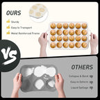 24 Cups Silicone Muffin Pan with Metal Reinforced Frame Mini Size Cupcake Pan Tray Egg Bites Silicone Circle Cookie Molds Muffin Tin Tart Pans Non Stick Toxic Oven Safe Baking Sheet Set