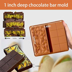 2 Pcs Dubai Chocolate Molds Silicone, 1 Inch Deep Chocolate Mold for Pistachio Chocolate Bar, Candy Bar Snack Baking Mold - 2 Different Shapes