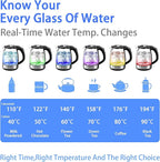 ShanSon 1.7L Electric Glass Kettle 1500W Temperature Control Fast Water Boiler BPA Free Auto Shut-off Protection Electric Teapot with Led Touch Screen and Two-year Quality Guarantee