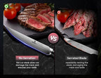 Steak Knives Set of 6, 4.5 Inch Non Serrated Dinner Knife, Forged German Steel Damascus Pattern Straight Edge Meat Knife with Full Tang Handle, Dishwasher Safe, Ideal for Gift