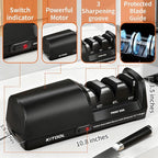 Electric Knife Sharpener, 3-Stage with 100% Diamond Abrasives, Dual-Sided Fast Sharpening, Low Noise & Auto Temperature Control, for Kitchen Straight, Serrated & Ceramic Knives