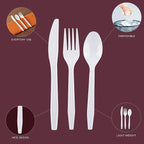 Party Bargains White Plastic Cutlery 360 pcs: 180 Forks, 120 Spoons, 60 Knives. Argyle Design, Heavy Duty & Solid Disposable Silverware Utensils Combo Pack Set for Weddings, Buffets, Luncheons
