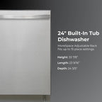 Kenmore 22-14625 24" Built-In Dishwasher - Quiet Tub with TurboDry, Leak, & SmartWash Soil Detection - 15 Place Settings - 49 DBA - ENERGY STAR Certified - Fingerprint Resistant Stainless Steel