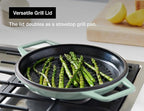 Misen 7 QT Enameled Cast Iron Dutch Oven - Chip-Resistant Enamel Coating - Thick Iron Core For Heat Retention - Large Cooking Surface - Oven Safe, Induction Compatible - Grill and Silicone Lid, Green