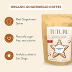 Organic Gingerbread Ground Coffee - Medium Roast, Flavored Coffee - Real Gingerbread Spices - Smooth Low-Acid- Perfect for Drip, Pour Over or Cold Brew - 8 oz, 22 Servings