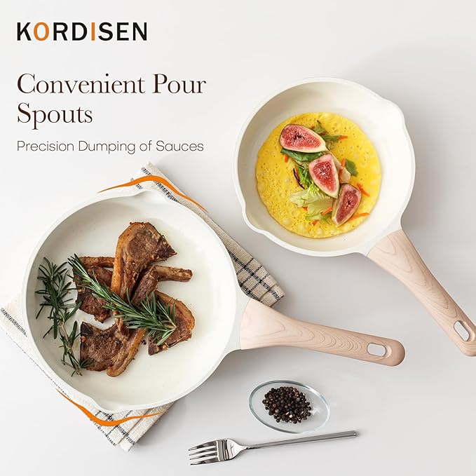 Kordisen Ceramic Non Stick Frying Pans Skillet, 9.5 Inch Ceramic Frying Pan Nonstick for Cooking Non Toxic, Healthy Induction Cookware, Heat Resistant Handle, PFOA & PFAS Free