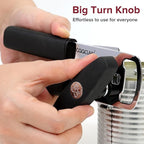 Can Opener Manual 2-in-1 with Magnet, Hand Held Can Openers with Stainless Steel Sharp Blade (Smooth Cut), Large Effortless Turn Knob, Non-Slip Soft Rubber Handle, Built-Bottle Openers, Black