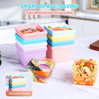 Gemice BPA-Free Silicone Freezer Molds with Base, Individual 8-Pack 1-Cup Portion Soup Cubes Freezer Tray with Lids for Food Storage, Oven & Dishwasher Safe, Silicone Freezer Containers for Meal Prep