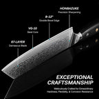 KYOKU Kiritsuke Chef Knife 8.5" - Shogun Series - Japanese VG10 Steel Core Forged Damascus Blade - with Sheath & Case