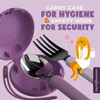 Bentoheaven Kids Travel Utensils with Case, Food-Grade Stainless Steel & BPA-Free Plastic, Travel Cutlery Set, Dishwasher Safe Fork, Spoon & Case, Reusable Flatware, Silverware for Kids (Horse)