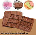 Thin Chocolate Bar Molds, 6 Shapes Break Apart Chocolate Molds Silicone for Candy/Gummy/Wax Melts/Resin, 2 Pcs Fruit Snack Molds for Fondant/Jelly/Desserts