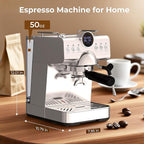 Compact Espresso Machine with Milk Frother,Cold Brew & Hot Coffee Machine,LED Display,Cappuccino & Latte Machine for Home,Beginner-Friendly Espresso Machines (SILVER)